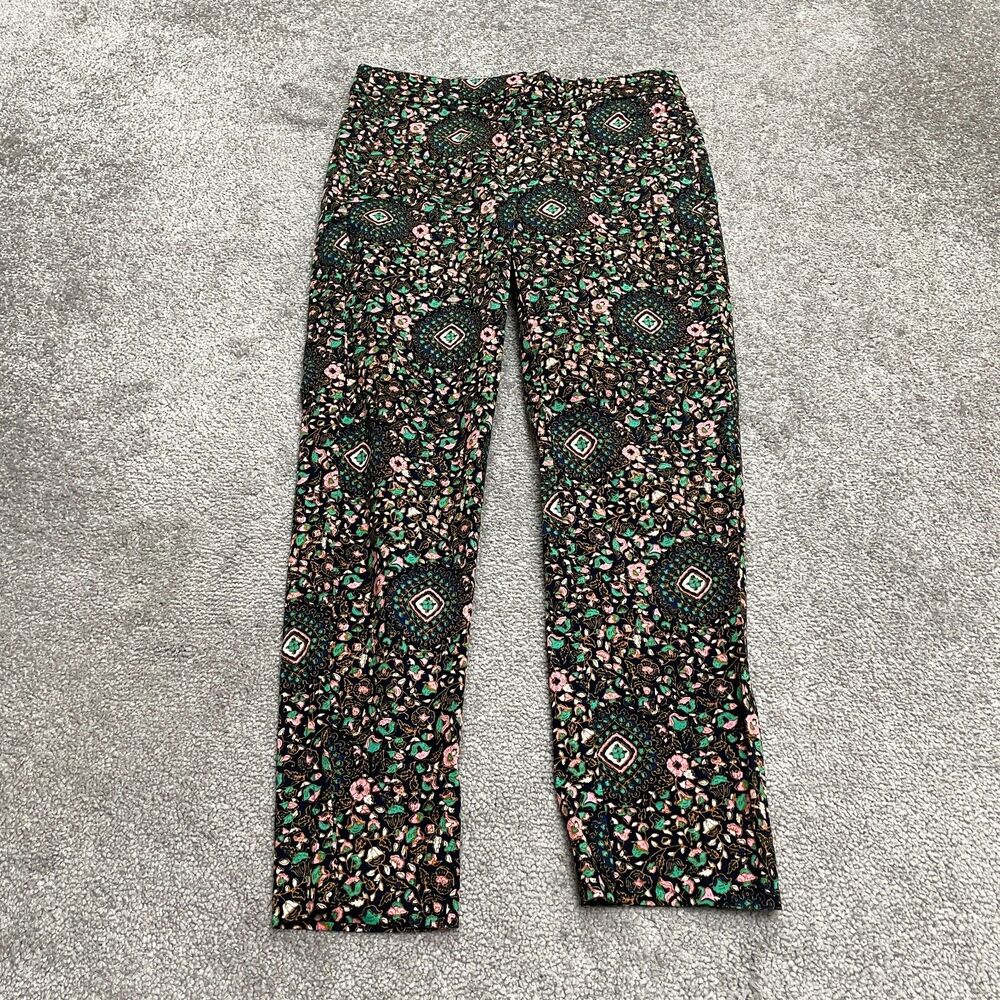 J.Crew Skimmer Crop Ankle Pants Womens 00 Navy Blue Floral Mid Rise Casual 28x25